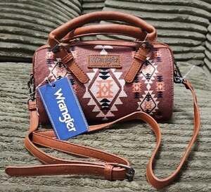 NWT Wrangler Aztec Southwestern Pattern Mini Barrel Crossbody Bag